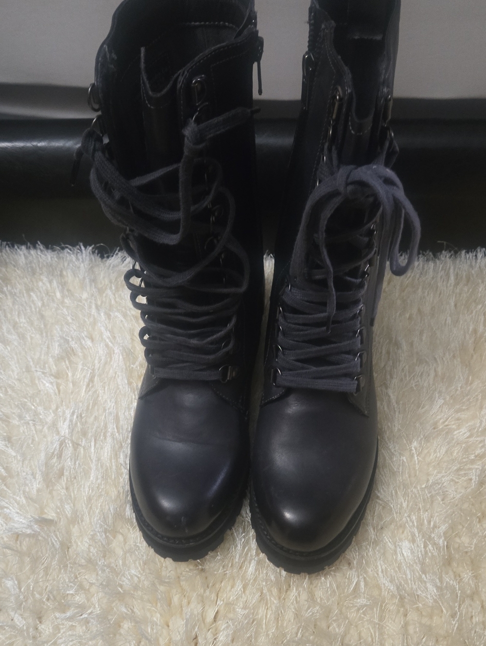 Women's Black Lace-Up Utility Boots